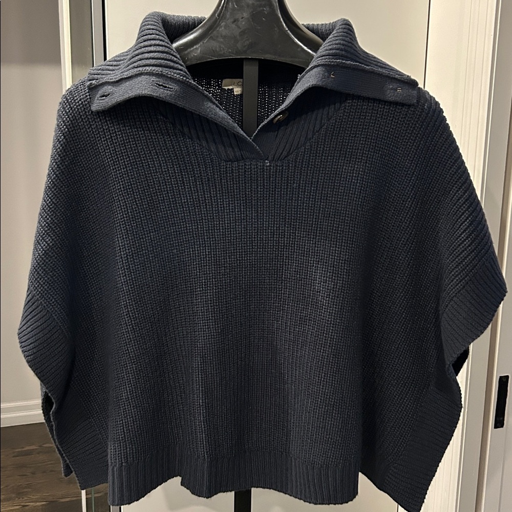 Loft Blue/Grey Knit Poncho Sweater